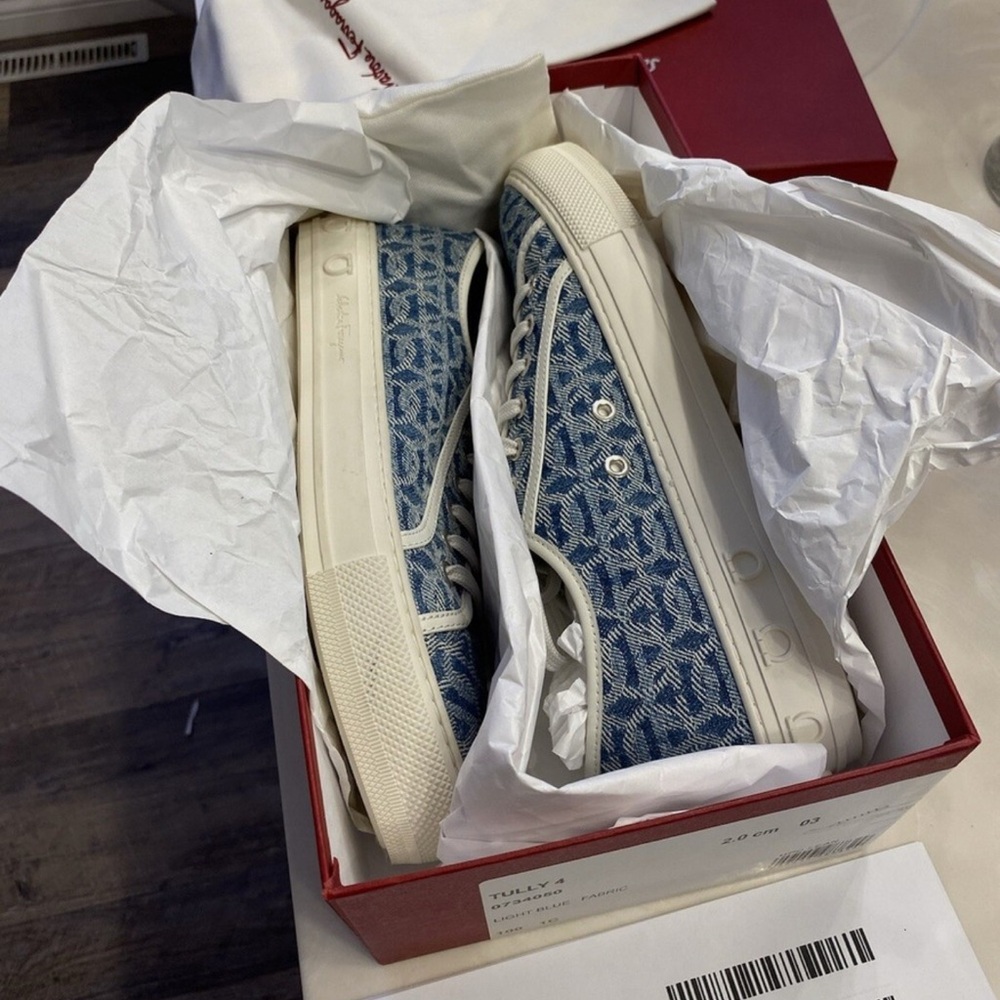 Blue Patterned Sneakers - image 5